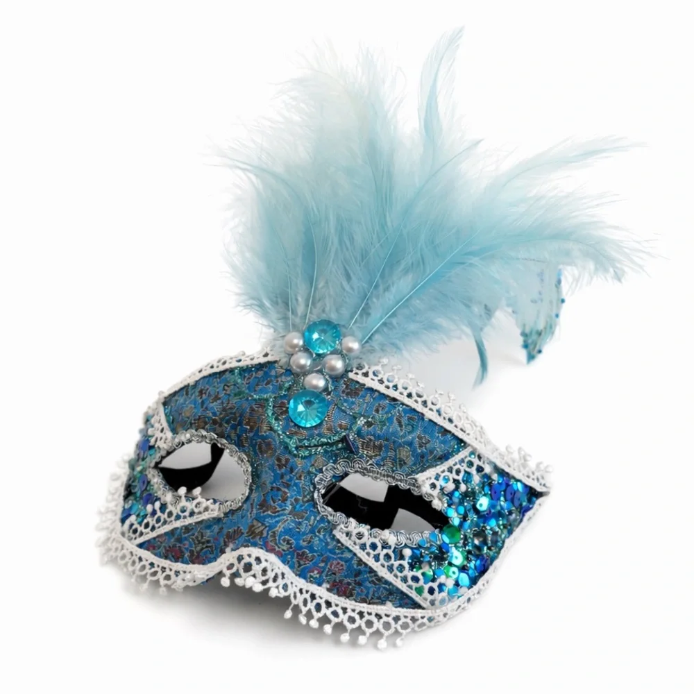 Unbranded • Elegant Venetian-Style Masquerade Mask in Aqua Blue & White